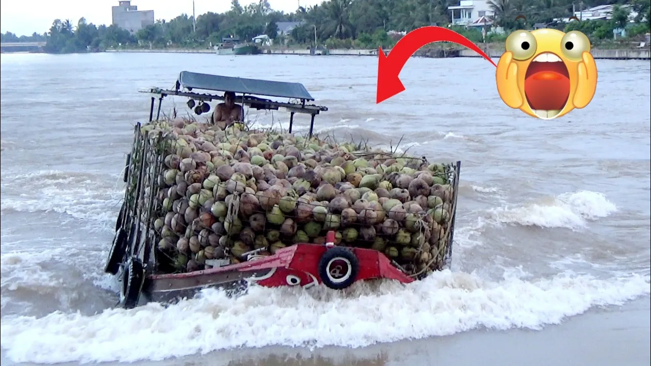 Ghe dừa tăng tốc qua cống khiến người xem đau cả tim.!