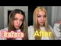BLEACHING my hair at home DIY Brown to light golden BLONDE
