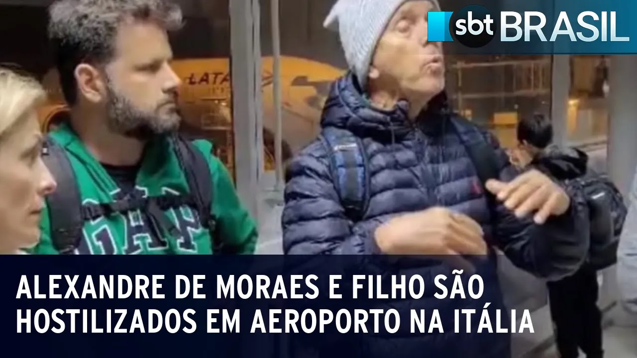 Alexandre de Moraes e filho são hostilizados em aeroporto na Itália | SBT Brasil (15/07/23)