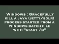 Windows Gracefully kill a java process started from a windows batch file with start