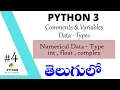 Python Data Types in TELUGU Comments Variables Type Conversions in TELUGU