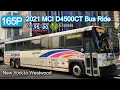 NJ Transit 165P Bus Ride 2021 MCI D4500CT 21367 from New York to Westwood via I-95 GSP Express