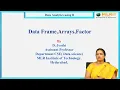 LEC05 Data Analytics Using R Data Frame Arrays Factor by Mrs D Jyothi