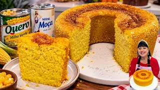 O BOLO MOÇA DE MILHO QUE TODO MUNDO VAI PEDIR A RECEITA! BOLO DE MILHO DELICIOSO COM LEITE MOÇA!