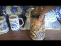 antique German hunting drinking Stein