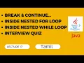 17 JAVA Break and Continue break and continue in for loop and while loop continue