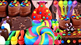 ASMR CHOCOLATE DESSERT RAINBOW CHOCO, SPOON, TICO ICECERAM, CAKE, MAGNUM, CHOCO PARTY MUKBANG CANDYS