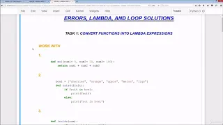 Python tutorials - Python for beginners Errors Lambda and Loops solution