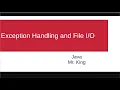 Exception Handling and File in Java
