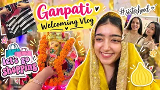 Ganpati Celebrations at home🩷I did my sister’s *makeup*💄Shopping, food & joint family fun✨