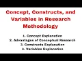 Concept in Research Construct in Research Variable in Research Terms Concept Construct Variable