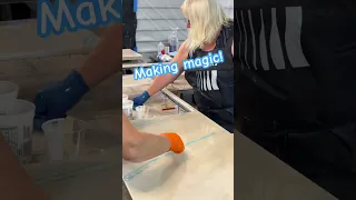 Plain white counters become a work of art! Watch the full length video to see the magic in action!