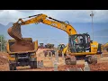 Download Lagu 5 JCB Backhoe Loader and JCB 145 Excavator Tractor Truck working for New School Building Foundation