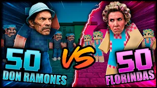 Guerra de 50 DON RAMONES vs 50 FLORINDAS en Minecraft