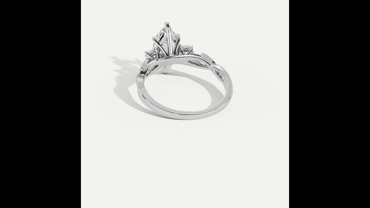 Aurora丨Marquise Lab-Grown Diamond Twisted Engagement Ring with Side Accents