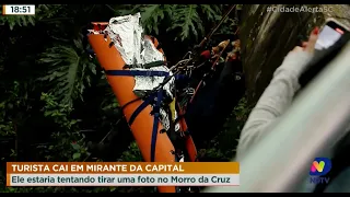 Homem cai em mirante de Florianópolis, ele estaria tentando tirar uma foto no Morro da Cruz