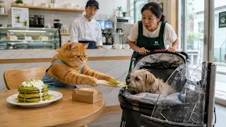 Ginger Cat Opened a Tiny Food Booth to Save many Old PUPPY AND CAT 🐱☀️