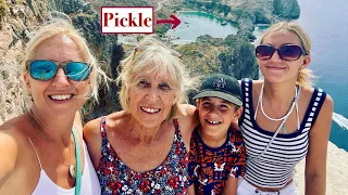 Episode 206 – We Have cheeky fun with guests aboard Pickle while sailing Rhodes, Greece.