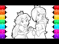 Siper Mario Galaxy Coloring Pages Coloring Princess Peach and Rosalina