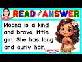 SHORT STORY WITH QUESTIONS Moana ENGLISH READING COMPREHENSION FOR GRADE 1 2 3 Teacher Aya