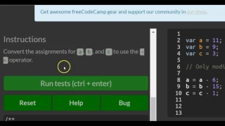 Compound Assignment With Augmented Subtraction freeCodeCamp Basic Javascript