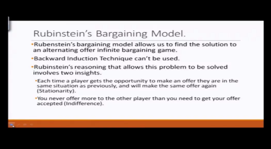 Lecture 53: Non-Cooperative Bargaining- Different Stage Bargaining and Rubinstein’s Bargaining Model