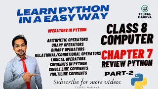 Chapter 7 Review Python Part 2 Class 8 Computer Operators in python Easy explanation