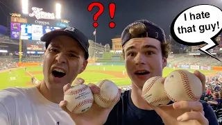 FOUR FOUL BALLS in one game Haters getting triggered by our INSANE LUCK at Comerica Park