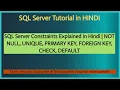 SQL TUTORIAL IN HINDI PART 5 SQL Server Constraints Explained in Hindi NOT NULL UNIQUE PRIMARY