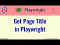 Get Page Title in Playwright Java