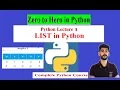 LIST in Python - Complete Python Course lecture 3 all basic list methods in python in Hindi
