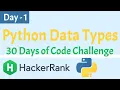 Python Hackerrank Day 1 Data Types