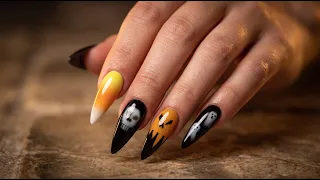 Beginner Nail Tutorial - Cute Acrylic Candy Corn Halloween Nail Design
