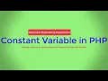 Constant Variable in PHP with Bhumika Zalavadia