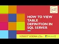 How to view Table Definition SQL Server Database Design SQL Talks by VINEET