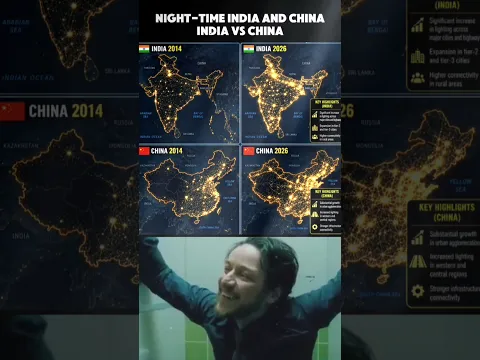 India vs China: Setelite In Night #indiavschina #viralvideo  #facts