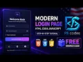 Modern Login Page Tutorial HTML CSS JavaScript Responsive UI Design Free Source Code