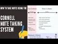 How To Take Notes Using The Cornell Note Taking System