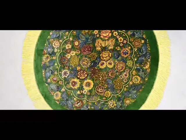 アバシ工房 超希少 円形デザイン グリーン 70×70cm (ID18031)