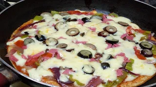 بيتزا ف دقايق  بدون عجن وبدون فرن البيتزا السائله فالمقلاه الذ عشا فدقائق رروعه    دندنها