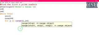 GE8161 Problem Solving and python Programming Laboratory 13 Print first n Prime Numbers