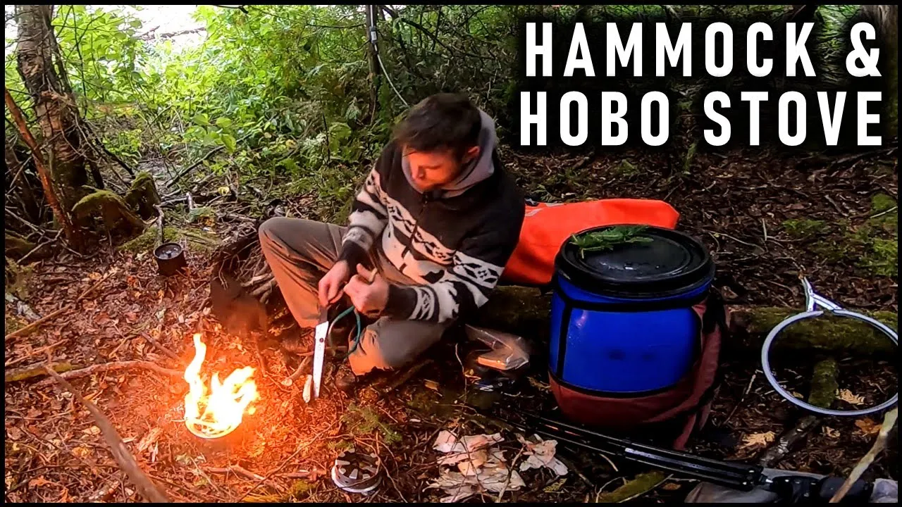 Rainy & Scenic Hammock Camp with a HOBO STOVE (& New Canoe)