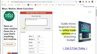 Find mean median mode with CalculatorSoup