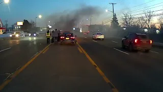Fraser MI Vehicle fire at 14Mile and Groesbeck