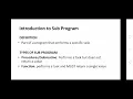 Introduction to Sub Program
