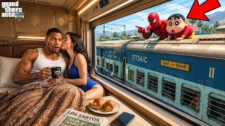 😳Franklin's Romantic Train Journey with his Girlfriend in GTA 5 | shinchan and Spider-Man