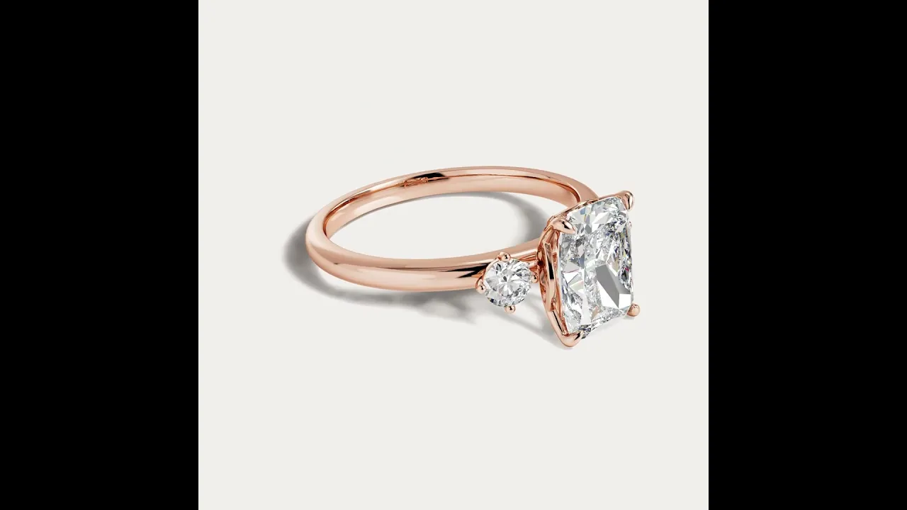 Manon丨Elongated Cushion Lab Diamond Three-Stone Engagement Ring