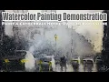 Painted by using Joseph Zbukvic grey colors - Watercolor Painting Demo (29) / Notre-Dame de Paris