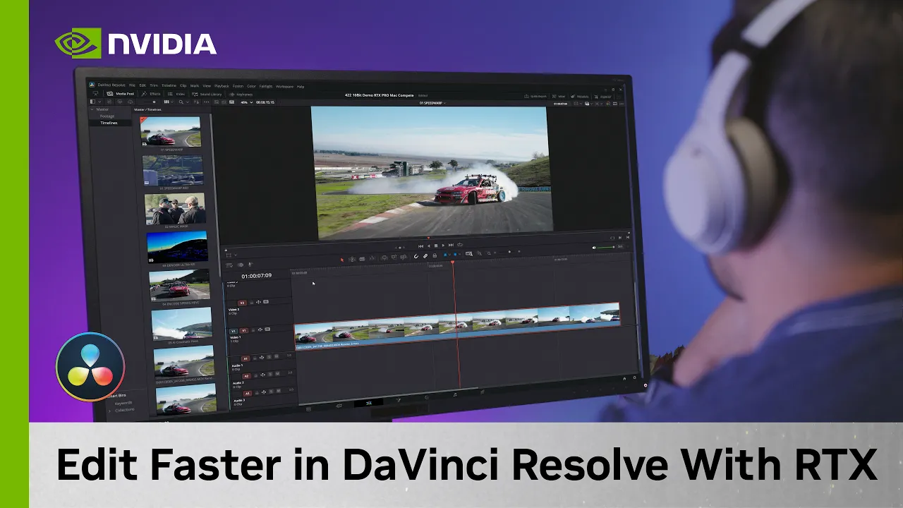 NVIDIA Studio — DaVinci Resolve: Faster Video Editing on NVIDIA RTX (YouTube video ad)