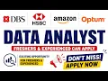 Data Analyst Jobs 2026 DBS HSBC Amazon Optum Hiring Freshers Experienced Can Apply